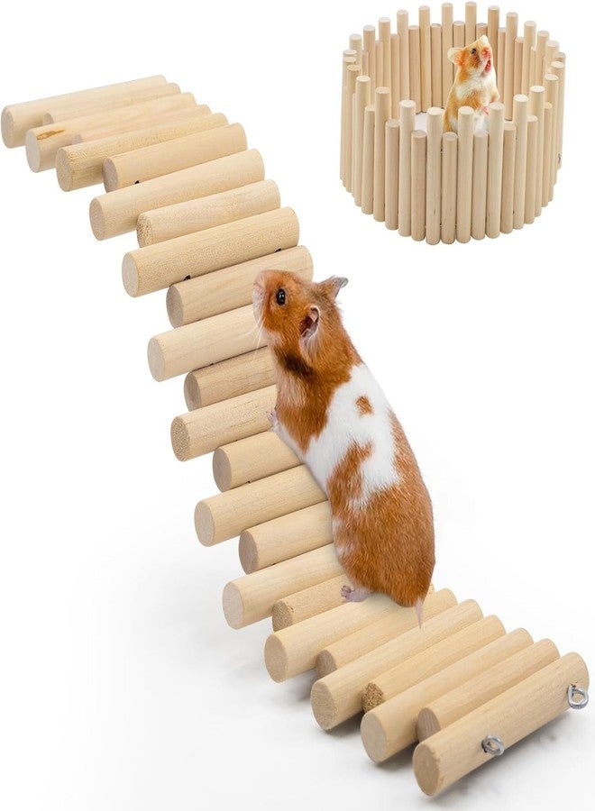 Duseu 2 PCS Wooden Hamster Fence, Bridge Cage Decor, Wooden Hamster Accessory 11.8in（3.93in High） - Image 1